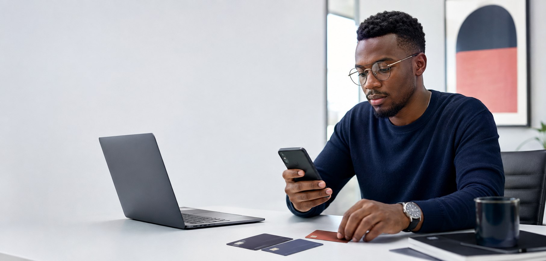 A customer using digital services from a phone